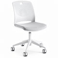 **Moderne witte draaistoel met comfortabele zitting en wielen**