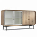 **Moderne houten dressoir met glazen deuren**